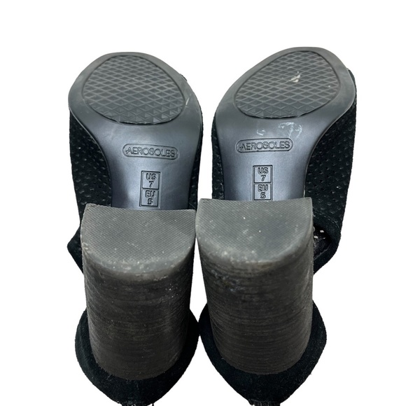 AEROSOLES HIGH FREQUENCY Black Genuine Leather Chunky High Heels Ankle Booties 7 - Picture 15 of 16